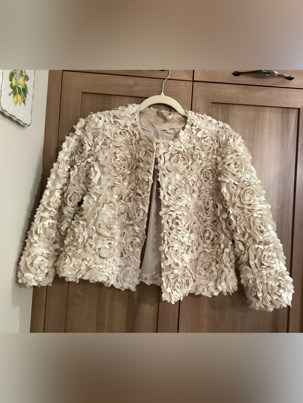 Women’s Floral Appliqué Cream Jacket